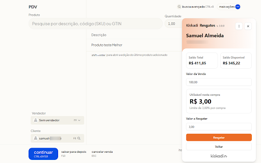 Kiskadi Resgates :: Consulte e aplique o cashback dos seus clientes direto do navegador.