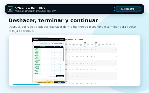 VGrade+ Pro Ultra :: Importa, valida y registra notas en U+ TECSUP desde Canvas, Excel o tablas, con detección dinámica PP/PT y deshacer seguro.