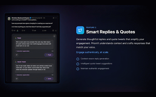 Prism AI for Twitter :: Generate AI-powered tweets that match your brand voice. Free in beta.