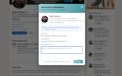 BlaBlaNote :: Capture LinkedIn profiles and enrich your network. One-click import with automatic profile enrichment.