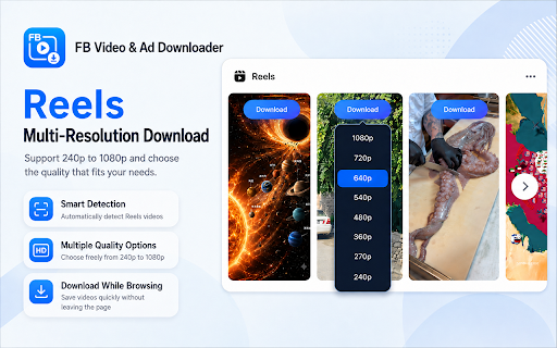 Facebook Video & Ad Downloader - Reels, Feed & Ad Library Media :: Download Facebook Ad Library, Reels, Feed & sponsored videos and HD images in one click. Lightweight, fast, and easy to use