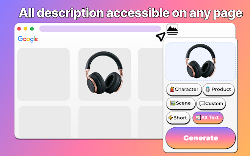 Describe this image :: Use Describe this image: an advanced image describer and alt text generator to instantly create alt text and captions for pictures.