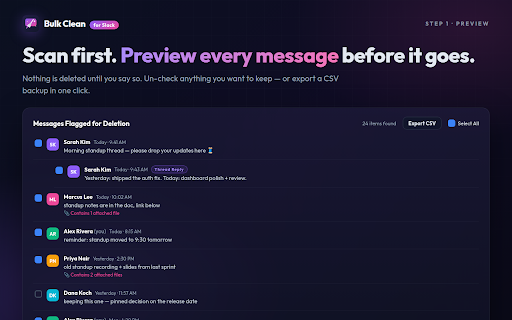Bulk Clean for Slack :: Bulk delete and clean your Slack messages in channels and DMs with advanced filters, threads, and safety controls.