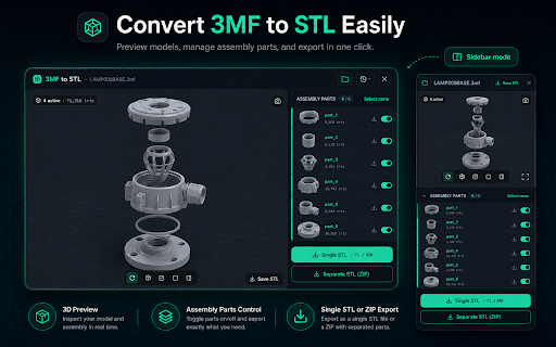 3MF to STL Converter :: Use 3mf to stl converter to turn any .3mf file into a clean stl. Extract the mesh and download stl, all in your browser.