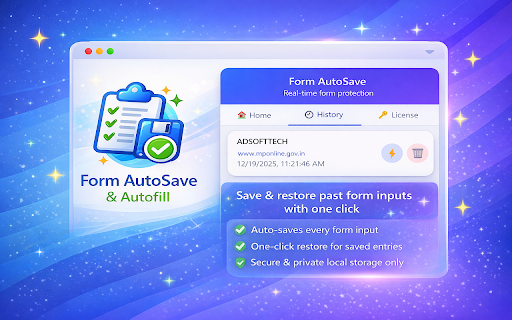 Form AutoSave & Autofill (Local) :: Automatically save form input locally and restore last-filled values with one click.