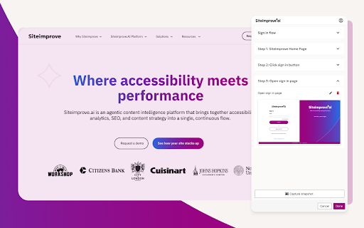 Siteimprove Dynamic Content Checker :: Start capturing your snapshots effortlessly.