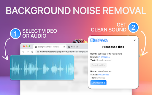 Background noise removal :: Use the Background noise removal to remove background noise from audio and video effortlessly. A powerful background sound remover!