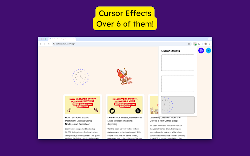 Cursor Party – The Fun Cursor Pack :: Add sparkles, cursor trails, and click confetti to your browser. Customize your mouse with fun effects!