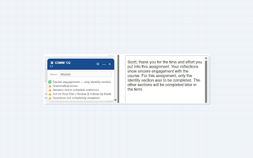 GraderPal :: Auto-detects Canvas assignments and fills feedback comments instantly. Supports multiple courses and Google Sheets import.