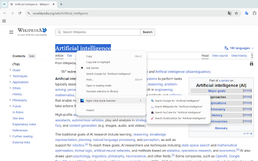 Right-Click Quick Searcher :: Highlight text and right-click to search across your favorite or custom search engines instantly.