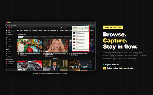 LinkXtract — YouTube Link & Playlist Extractor :: Capture YouTube links while browsing. Save videos, Shorts, playlists & channels. Bulk-extract playlist videos. Export as CSV or TXT.