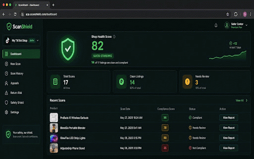 ScanShield™ – TikTok Shop Compliance Scanner :: Real-time compliance scanning for TikTok Shop listings. Catches policy violations before they become suspensions.