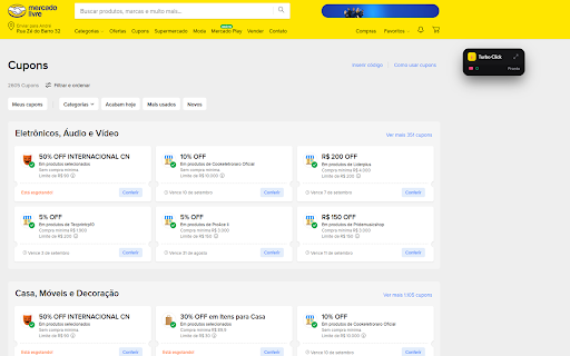 Mercado Livre: Turbo Click :: Clica e resgata todos os cupons disponíveis no Mercado Livre automaticamente.