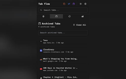 Tab Flow - Modern Tab Manager :: A modern tab management extension with dark theme, workflow automations, and smart organization features