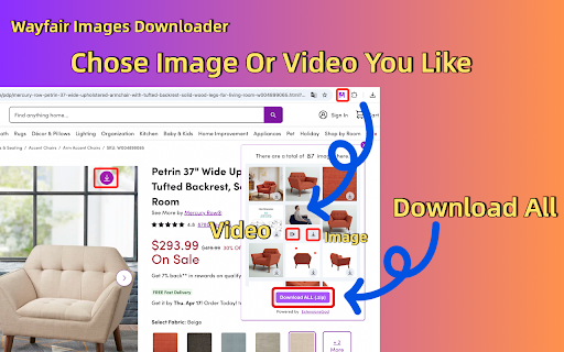 Wayfair Image & Video Downloader :: Wayfair downloader, one click download of images and videos from Wayfair product detail pages, supports batch saving.