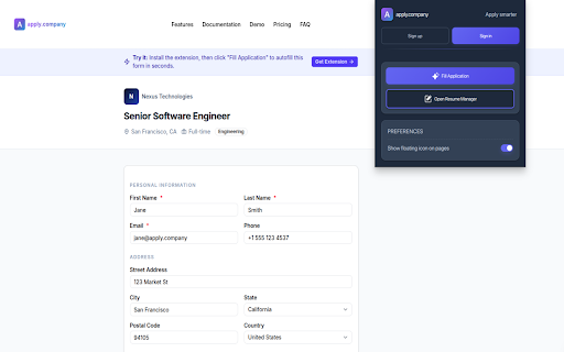 Apply - AI Job Application Assistant :: Complete job applications faster with AI-powered autofill built for modern hiring platforms.