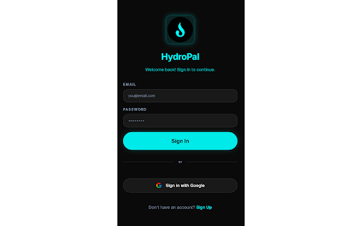 HydroPal :: Stay hydrated with HydroPal right from your side panel.