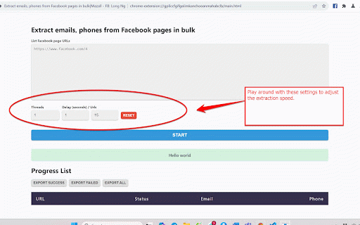Extract emails, phones from Facebook pages in bulk :: A tool developed by longnhvietnam.