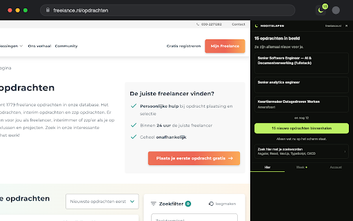 NooitSlapen: je agent in je browser :: Haal freelance-opdrachten binnen waar je ze vindt, ook achter een login. Je agent beoordeelt ze op je cv; reageren staat ingevuld.