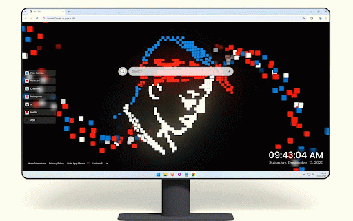 2Pac Pixel Style Live Wallpaper :: 2Pac portrait in retro pixel art with blue bandana, red headband on black background.