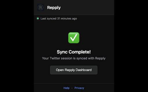 Repply :: Automatically sync your Twitter session with Repply for AI-powered replies
