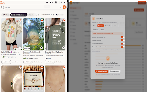 Etsy Insight AI :: AI-powered Etsy analysis — SEO scores, keyword research, market scans and revenue estimates from public page data.