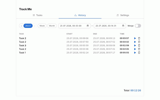 Track Me - Task Time Tracker :: Minimalist time tracker for tasks — track, report, and back up your work hours