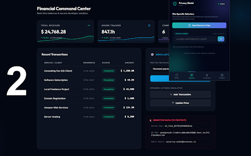 Privacy Shield - Hide & Blur Sensitive Info :: Instantly blur balances, text, emails, API keys, and custom elements on any website to protect your privacy.