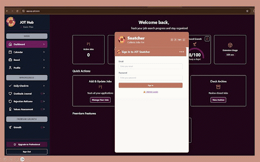 JOT Snatcher :: A Modern Chrome extension that Transforms Your Job Search with One-Click Job Capture
