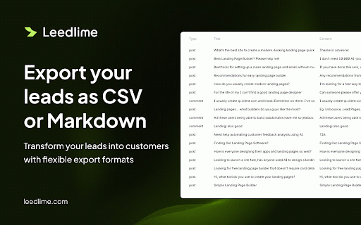 Leedlime: Save leads from Reddit :: Collect and manage valuable leads directly from Reddit posts and comments.