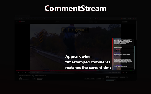 CommentStream for Youtube :: CommentStream for Youtube: Live-style overlay of YouTube comments synced to timestamps.