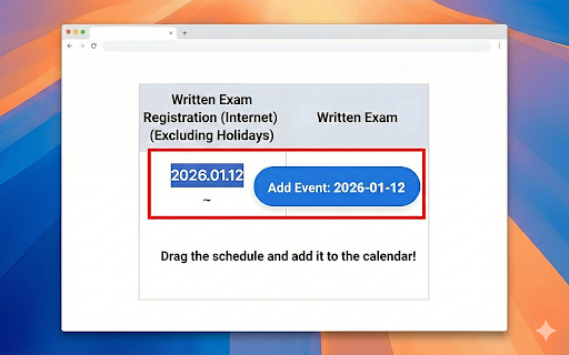 sidebar calendar :: Register events with a single drag while browsing and check them anytime in the sidebar.