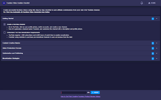 Faceless Video Creation Checklist :: Create successful faceless videos using step by step checklist to earn affiliate commissions from your own viral Youtube channel