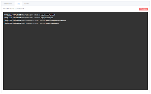 History Interceptor :: Intercepts history entries without taking over the history page. Supports wildcards for precise control of history traces.