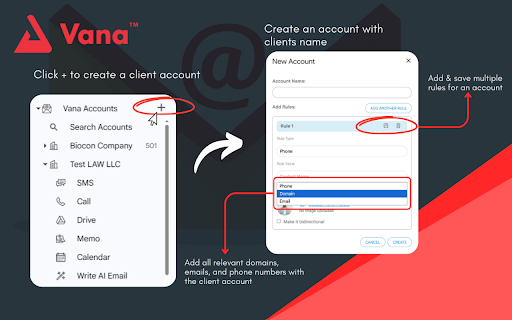 Vana Gmail Optimizer :: A tool with a dedicated search bar to find accounts by name, storing all emails for seamless navigation
