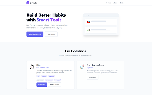 Focus Timer — Stint: Pomodoro Timer for Chrome :: Pomodoro focus timer that runs in background. Customizable breaks, session tracking, and themes. Start focused, one stint at a time.