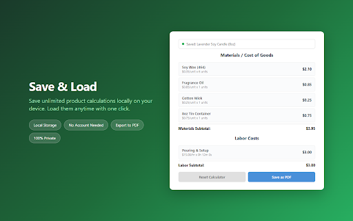 ProfitBox :: Free pricing & profit calculator for small businesses. Track materials, labor, overhead, and commissions. Export to PDF.