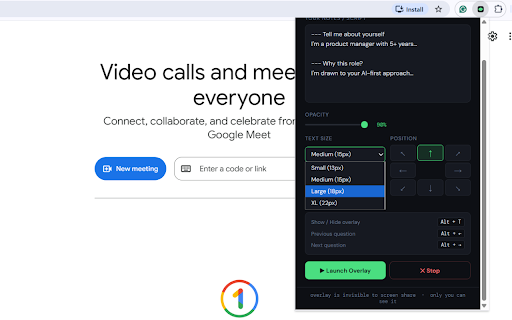Interview Teleprompter :: Transparent teleprompter overlay for interviews — your notes, always visible, never obvious.