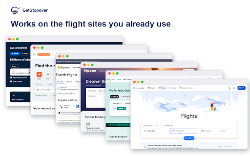 GetStopover – Free Hotel on Layovers, Stopover & Transit Visa for Flights :: See free-hotel stopovers, transit-visa traps, self-transfers and tight layovers flagged right on your flight search results.