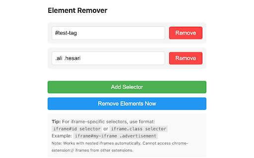 Element Remover :: Remove elements from pages by class or selector