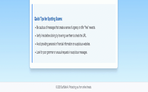 SurfSafe :: Analyze suspicious messages and links to detect scams.