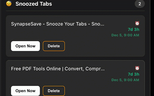 SynapseSave - Snooze Your Tabs :: Snooze tabs to specific times. Free your RAM. Save your sanity.
