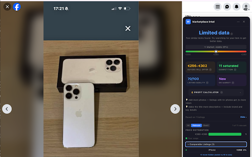 Marketplace Intel — Facebook Marketplace Price Checker :: Free Facebook Marketplace price checker. See if your price is right, track competitors, get pricing suggestions. 10 free checks/day.