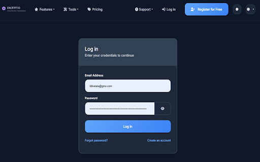 Encryptio Password Manager :: Access your Encryptio vault in the browser: autofill logins on encryptio.it, manage passwords and notes. Syncs with your account.