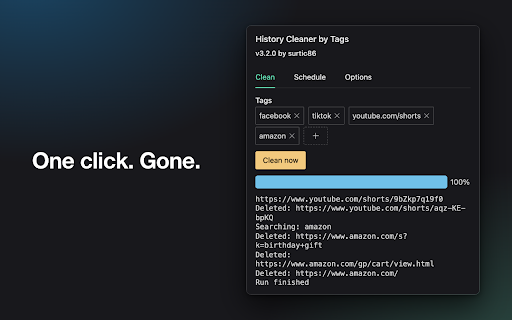 History Cleaner by Tags :: Clean your browser history by tags, manually or on a schedule