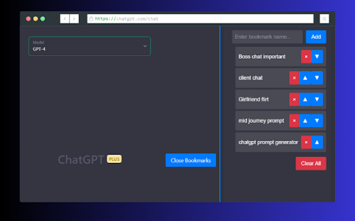 ChatGPT Bookmark Manager :: Save and manage bookmarks for ChatGPT conversations