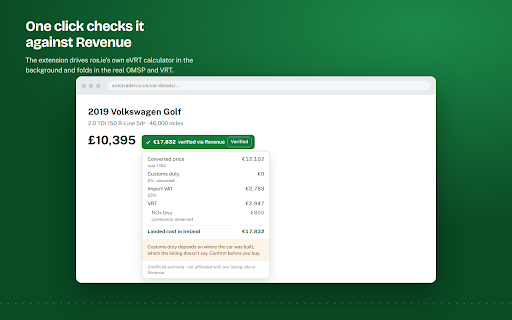 Irish Car Import Calculator :: UK & Irish car listings in euros, with the Irish import cost (VRT, VAT, duty, NOx) added and verified against Revenue. Unofficial.