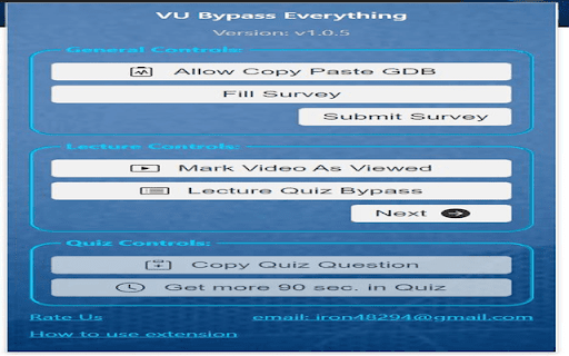 VU Bypass Everything :: Easily bypass virtual university lecture restrictions, copy quizzes, and enable easy copy-paste for GDBs Everything at one place.