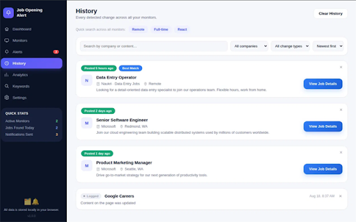 Job Opening Alert :: Monitor company career pages and get notified instantly when new job openings are posted.