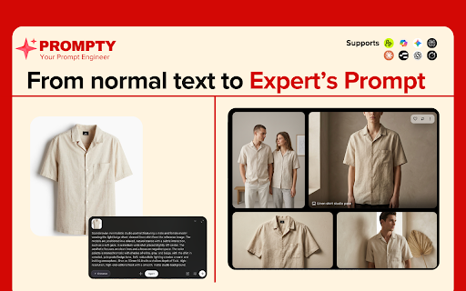 Prompty : AI Prompt Enhancer/Assistant :: Enhance your prompt with expert-level structure with just one click in seconds. Works on all major AI platforms.